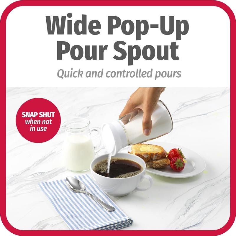 Glass Sugar Dispenser Kitchenware, 12 oz, Clear/White