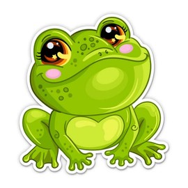 Cute Cartoon Frog - 8" Vinyl Sticker - for Car Laptop I-Pad - Waterproof Decal