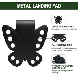Veyntra Metal Landing Pad Clip for Golf Bags, 10‑Hole Golf Bag Accessory for Magnetic Towel, Rangefinder, Flask and Speaker, with Scratch‑Resistant Lining, Durable and Scratch Free