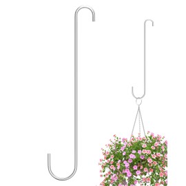 iBorn 12 Inch Extension S Hooks Stainless Steel S Hooks, Heavy Duty S Hook for Hanging Bird Feeders, Flower Basket, Plants, Lanterns, Windchimes, 1 Pack