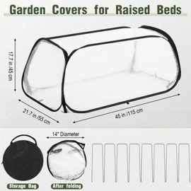 Wesnoy 4 Pack Garden Covers for Raised Beds, 45 x 22 x 18 Garden Row Plants Cover Accelerator, Freeze Protection Greenhouse Cover for Raised Beds Protecting Seedlings Fruits with Ground Stakes