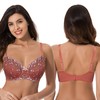 Curve Muse Women's Lightly Padded Underwired Embroidery Lace Bra Pack