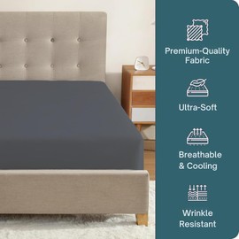 Micropuff RV Size (48 x 75) Fitted Sheet with Anti-Slip Anchors for Snug Fit - Soft and Comfortable Fabric - Easy to Wash and Fade Resistant - Breatheable and Allergy Free Fitted Sheet