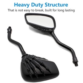 Black Skull Motorcycle Mirrors for Handlebars - 8MM、10MM、7/8 Inch Handle Bar Rear View Side Mirrors for Honda ATV Dirt Bike Scooter Kawasaki Cruiser Suzuki Victory and More