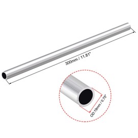 TOP-VIGOR 1Pc 6063 Aluminum Round Tube, 19mm OD 16mm ID 300mm Length Seamless Aluminum Straight Tubing Pipe Tubing for Industry DIY Projects