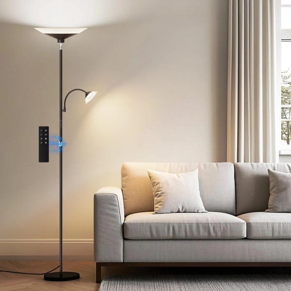 SIBRILLE Upgraded 2-in-1 Torchiere Floor Lamp, Dimmable Standing Lamp with