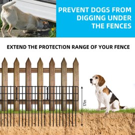 25 Panels Garden Fencing Animal Barrier, 17in (H) X 27ft (L) Dog Dig Fence Barrier, 1.25in Gap Rustproof Metal Stakes Decorative Garden Fence, Ground Defense Border Fence for Outdoor, Yard, Patio