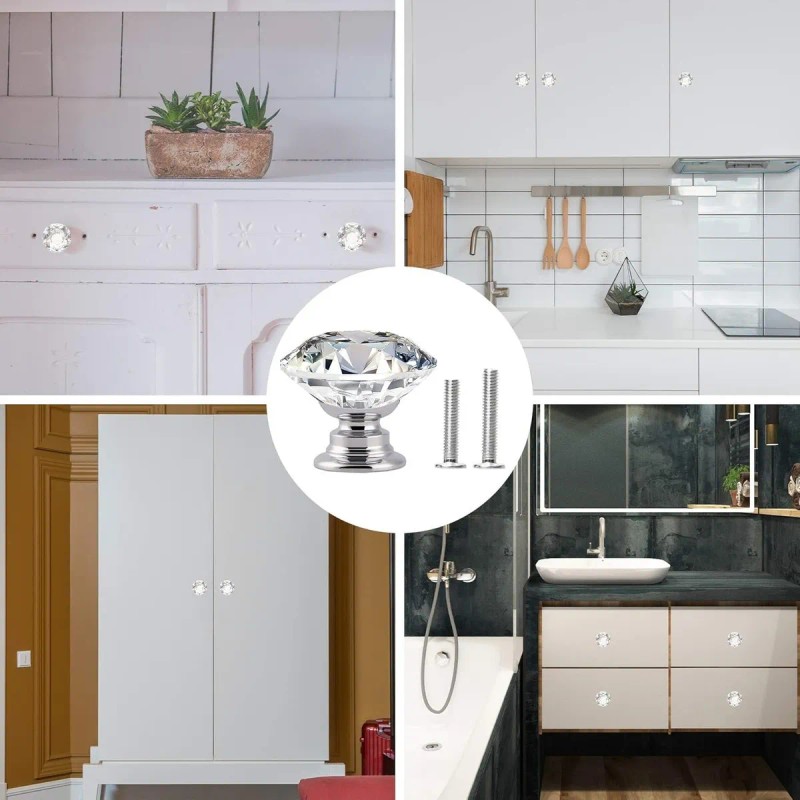 Perillas Manijas Buro Cajón Mueble Cristal Tipo Diamante