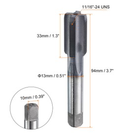 HARFINGTON 11/16"-24 UNS Thread Tap 6542 Cobalt High-Speed Steel TiCN Coated Plug Tap Right Hand Flat Head 4 Straight Flutes Screw Threading Hand Tap