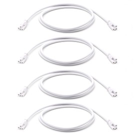 T5 T8 Extension Cords, 5ft Connector Cord, 3-Prong Extended Power Cable for Integrated LED Tube Light, Single LED Shop Garage Light Fixture, Under Cabinet Lights (Pack of 4)