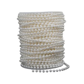 Pearl Beads Garland 6mm Faux String of Pearls Party Garland Chain 82 Feet Pearl Garlands Spool Pearl String Beads Roll for Party Supplies Backdrop Centerpiece Flowers Wedding Decoration DIY Craft