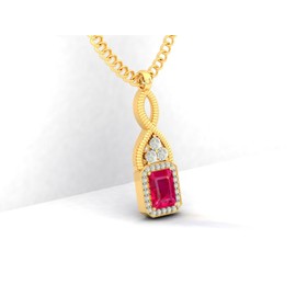 LMDPRAJAPATIS 3.00 Carat Square Shape Natural Ruby Gemstone Gold Pendant/Locket For Women And Men