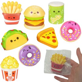 24 Pack Food Squishy Toys for Kids Bulk - Slow Rising (Individually Wrapped) Small Foam Squishy 1.5-2.25" - Sensory Fidget Toys Treasure Chest Reward Prizes for Classroom Party Favors by 4E's Novelty