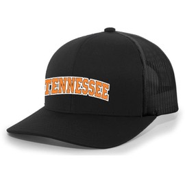 Trenz Shirt Company Mens Tennessee Hat Football Team Color Orange and White Embroidered Mesh Back Trucker Hat-Black/Black