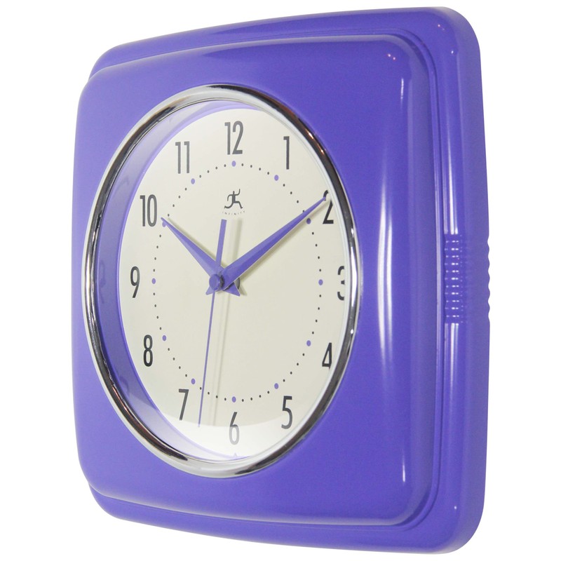 Infinity Instruments 9 Inch Square Clock - Retro Wall Clock