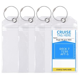 HFZRZFH Waterproof and Reusable Cruise Luggage Tag Holders - 4 Pack for Carnival, NCL, Princess, MSC, Royal Caribbean and More | Durable Clear Bag Tags | Travel Must-Have for 2025 Cruises