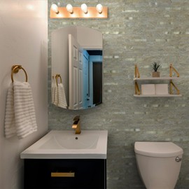 StyloVue 20 Sheets Peel and Stick Backsplash for Kitchen, Sandstone with Metal Gold Look Stick on Tile Upgrade Your Kitchen Backsplash, RV, Fireplace