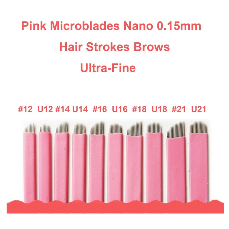 Pack of 50 Disposable Microblading Needles Nano 0.15 mm Pink