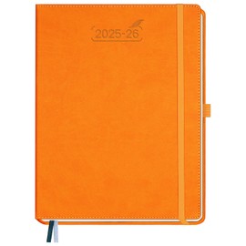 BEZEND A4 Academic Diary 2025-2026 Week to View, 18-Month Weekly Planner runs Mid Year Jul'25 - Dec'26. Vertical Layout with Timeslots & Monthly Tabs, PU Leather Hardback, 28.5 x 22 cm, Orange