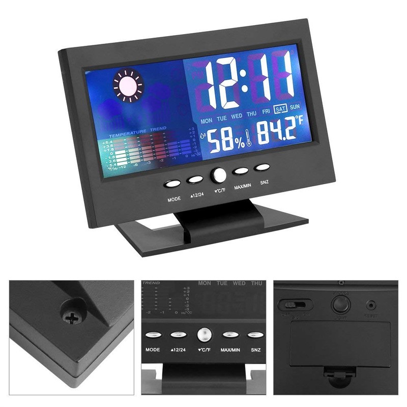 TMISHION Digital Weather Forecast Clock with Large LCD Humidity, Temperature,