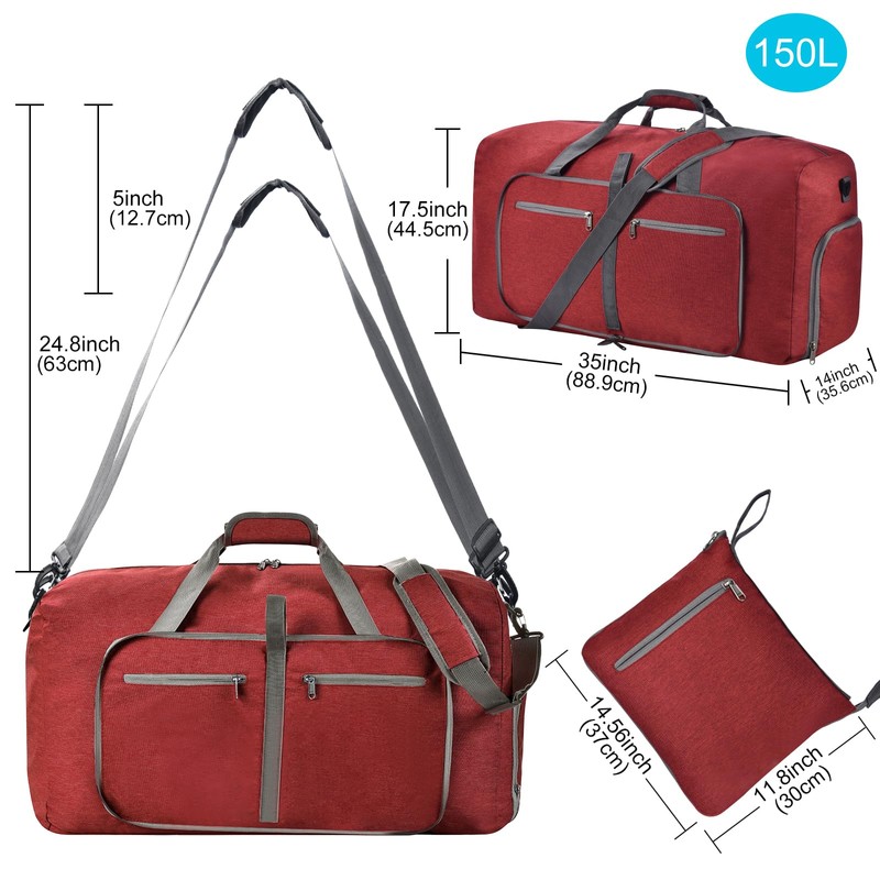 Felipe Varela Duffle Bag with Shoes Compartment and Adjustable Strap,Foldable