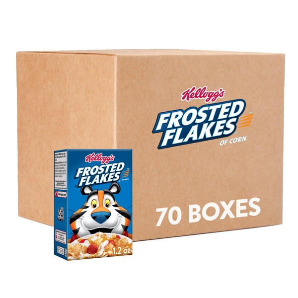 Kellogg's Frosted Flakes Breakfast Cereal, 8 Vitamins and Minerals, Kids Snacks, Original (70 boxes)