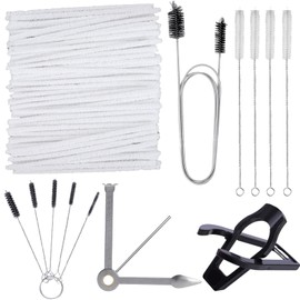 Pipe Cleaners Tool Set for Pipe Smoking,100 Pcs Bristle Pipe Cleaners,1Pcs 3-in-1 Pipe Tamper Reamer Tool,1Pcs Flexible Long Pipe Cleaners Brush,1Pcs Mini Nylon Brush Set,4Pcs Straw Cleaning Brushes
