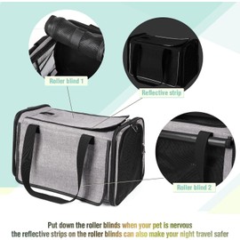 YUDODO 2 Packs 25 lbs Lightproof Pet Carriers Airline Approved Dog Cat Travel Soft Sided Carrier Reflective Mesh Safe Pet Cat Carrier Foldable Portable Puppy Grey Green+Grey