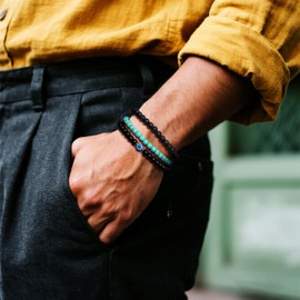 Lameybrt Pack of 3 Eye of Evil Eye Bracelet Protection Stretch Bracelets with Natural Stone for Men, Gemstone, No Gemstone