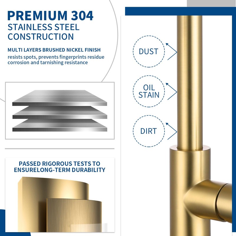 GUUKAR Gold Kitchen Faucet with Pull Down Sprayer, Modern Brushed