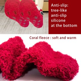 BINXWA Christmas Gifts For Women, Funny Socks, Fluffy Socks, Gift For Women, Cuddly Socks, Non-Slip Socks, Women's Christmas Stopper Socks, Women's Warm With Gift Box, Red Santa Claus, Einheitsgröße