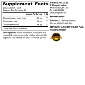 US Longevity Institute - Immune Boost XR - with Fermented Black Garlic, Real Wasabi and Curcumin - 30 Capsules