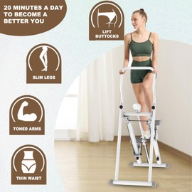 Stair Stepper for Home Gym Exercise, New Version Vertical Climber Machine,Full Body Workout Stair Stepper with Extended Step Range, Adjustable Handlebar & Pedals(White)