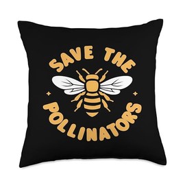 Bee Pollinator Garden Wildlife Flowers Bee Throw Pillow