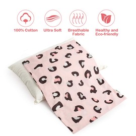 Sivio Toddler Pillowcases, Pink Leopard Pillow Cases, 14"x19" for 13"x18", 12"x16" Pillow, Ultra Soft 100% Cotton Bedding Pillow Case Cover for Child