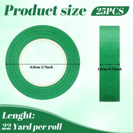 Gilprop 25 Rolls Green Painters Tape Green Masking Tape Bulk 0.7 Inch x 22 Yard (550 Total Yards) Adhesive Masking Scribing Painting Supplies for Walls Home DIY Artist Craft Arts