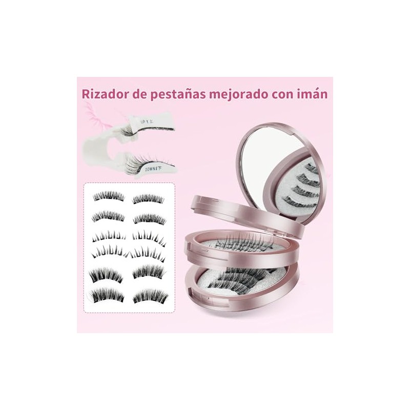 Kit de Pestañas Postizas Magnéticas,con Aplicador sin Pegamento y estuche