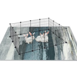 Fhiny 90" x 62" Extra Large Rabbit Cage Liner, Washable Bunny Bedding Rug Anti Slip Floor Mat Soft Dog Whelping Pad Playpen Kennel Liner Carpet for Chinchillas Ferret-Protective Floor-Seaside Style-1