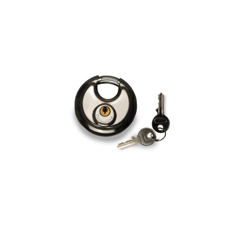 Round Discus Padlock 2 Keys 70mm Disc Heavy Duty Outdoor