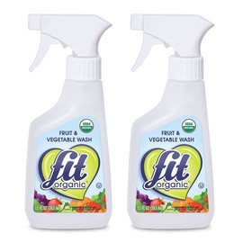 FIT Organic Fruit and Vegetable Wash, Spray Bottle, White, Clear, 12 Fl Oz 2 Pack