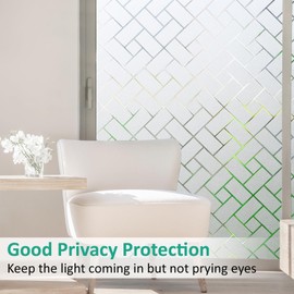 Zindoo Window Film Geometry Frosted Glass Film Privacy Film Without Glue Good Privacy Protection for Bathroom, Changing Room and Conference Rooms 30 x 200 cm