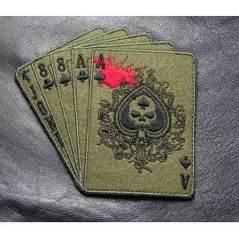 DEAD MAN'S HAND ACES SKULL ODA FOREST HOOK FASTENER PATCH