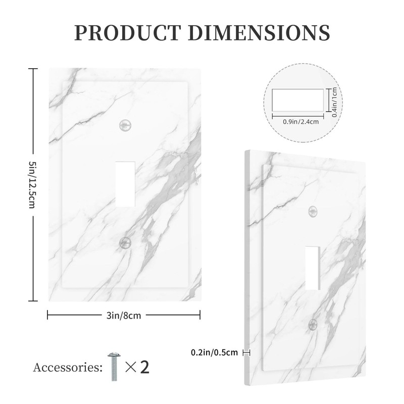Nadoabtm Decorative Light Switch Cover Modern White Gray Marble 1