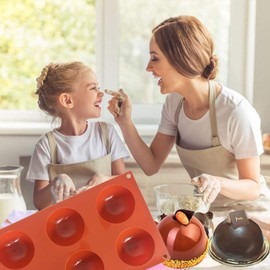 Hot Chocolate Bomb Mold Silicone Large Chocolate Sphere Mold Chocolate Ball Molds Silicone Hot Cocoa Bomb Molds 2.5" Round Chocolate Mold Semi Sphere Silicone Mold Chocolate Half Dome Mold 3 pcs