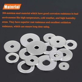 HELIFOUNER 240 Pieces 15 Sizes 304 Stainless Steel Large Fender Washer Assortment Kit (M3 M4 M5 M6 M8 M10 M12)