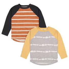 Gerber Baby Boys Toddler 2-Pack Long Sleeve Pocket Tees, Grey & Rust Tie Dye, 5T