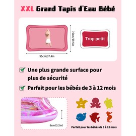 LAOYE XXL Water Mat Baby Water Play Mat BPA Pink
