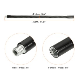 PATIKIL 12" Gooseneck 3/8" Female to Male Thread Metal Universal Hose Flexible Arm Gooseneck Tube Extension Holder for Action Camera Phone Microphone Black