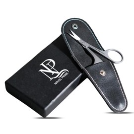 Novel Prime| Stainless Steel Cuticle Scissor with Extra Fine Curved Blade| Nail Scissors for Precise Pointed Tips| Manicure Scissors for Grooming and Eyebrows with Premium Leather Pouch (1 Count)