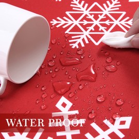 CAROMIO Christmas Tablecloths Wipe Clean Table Cover Xmas Table Cloth Square Washable Tablecloth Snowflake Decorations Table Cover for Christmas Party Winter Home Decor,54x54 inch